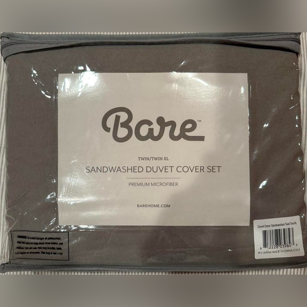 Bare Sandwashed Duvet Cover Set - Gray